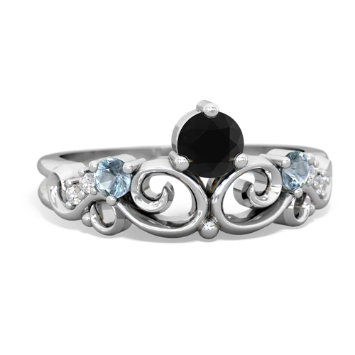 Black Onyx Genuine Black Onyx with Genuine Aquamarine and  Crown Keepsake ring Ring