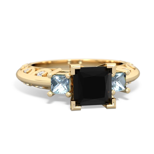 onyx-aquamarine engagement ring