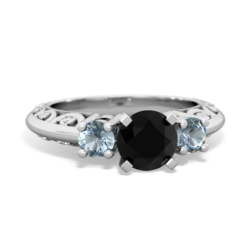 Black Onyx Genuine Black Onyx with Genuine Aquamarine Art Deco ring Ring
