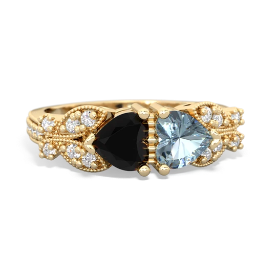 onyx-aquamarine keepsake butterfly ring