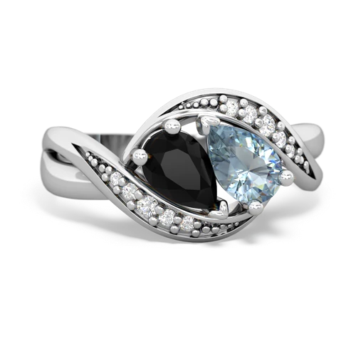 Black Onyx Genuine Black Onyx with Genuine Aquamarine Summer Winds ring Ring