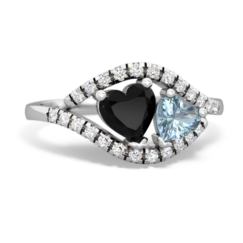 Black Onyx Genuine Black Onyx with Genuine Aquamarine Mother and Child ring Ring