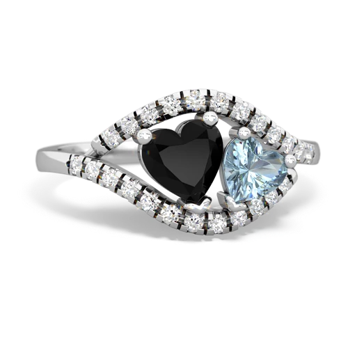 onyx-aquamarine mother child ring