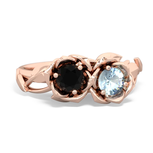 onyx-aquamarine roses ring