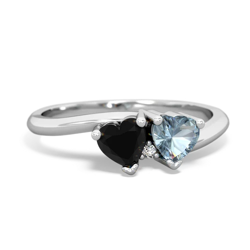 Black Onyx Genuine Black Onyx with Genuine Aquamarine Sweetheart's Promise ring Ring