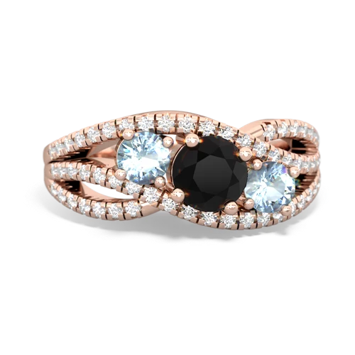 onyx-aquamarine three stone pave ring