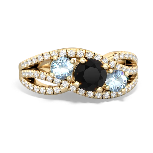 onyx-aquamarine three stone pave ring