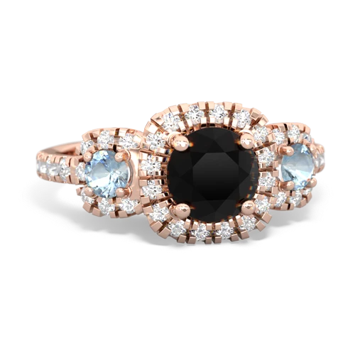 onyx-aquamarine three stone regal ring