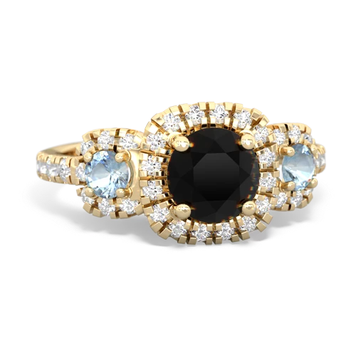 onyx-aquamarine three stone regal ring