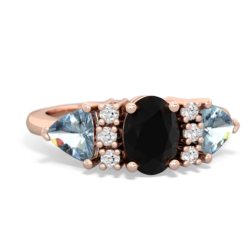Black Onyx Genuine Black Onyx with Genuine Aquamarine and Genuine Tanzanite Antique Style Three Stone ring Ring