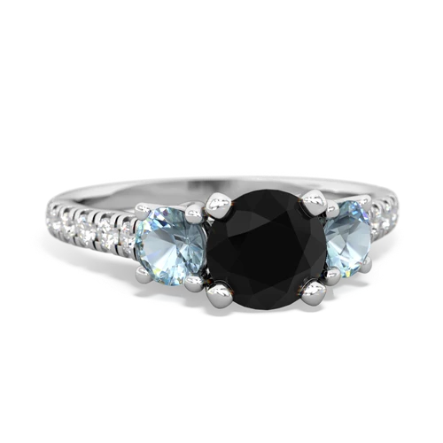 Black Onyx Genuine Black Onyx with Genuine Aquamarine and Genuine Opal Pave Trellis ring Ring