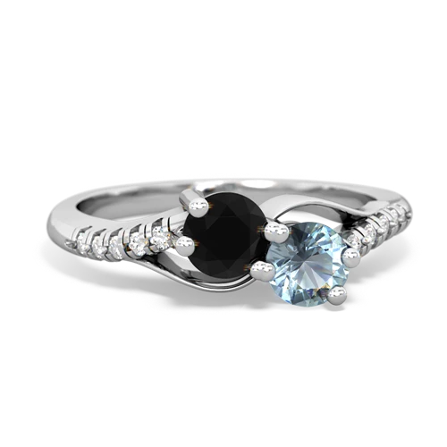 onyx-aquamarine two stone infinity ring