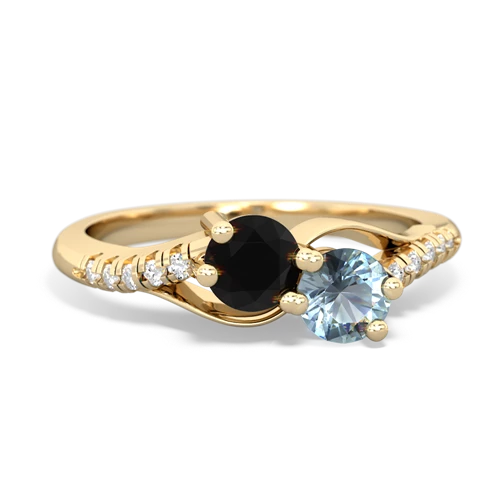 onyx-aquamarine two stone infinity ring