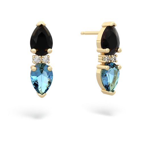 onyx-blue topaz bowtie earrings