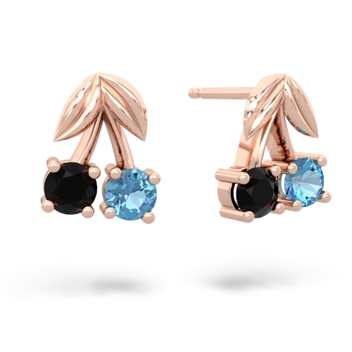 onyx-blue topaz cherries earrings
