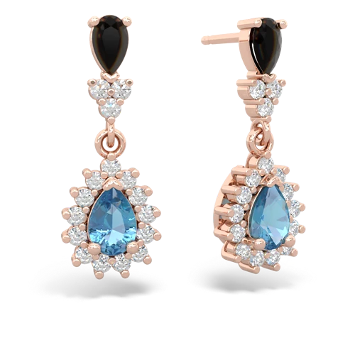 onyx-blue topaz dangle earrings