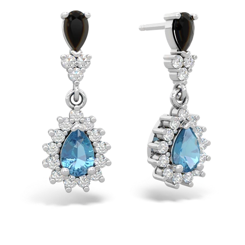 onyx-blue topaz dangle earrings