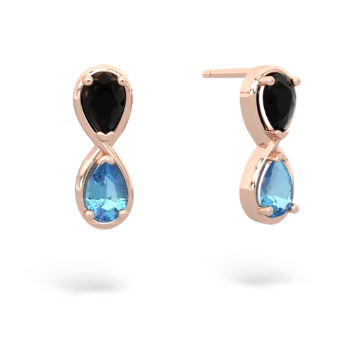 onyx-blue topaz infinity earrings