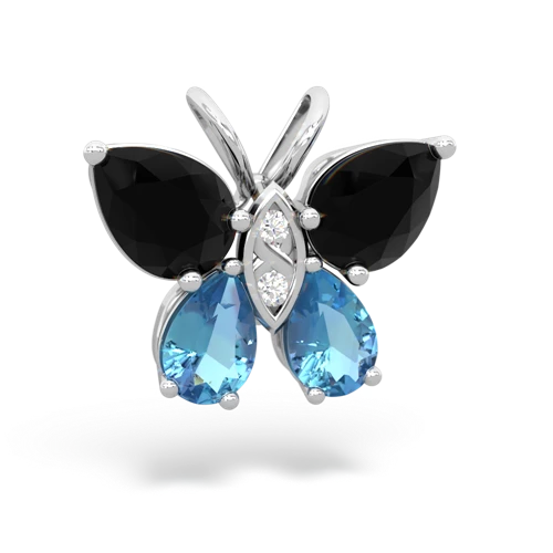 onyx-blue topaz butterfly pendant