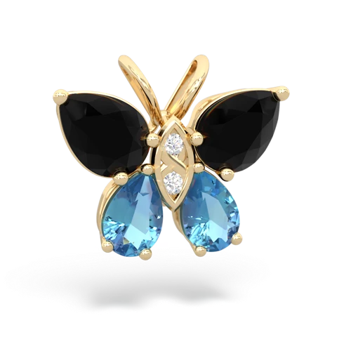 onyx-blue topaz butterfly pendant