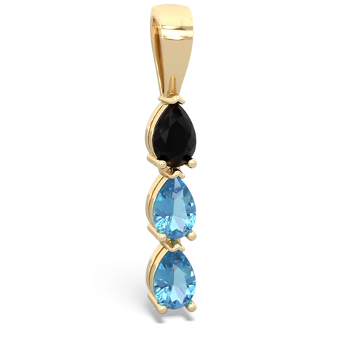 Black Onyx Genuine Black Onyx with Genuine Swiss Blue Topaz and Genuine Opal Three Stone pendant Pendant