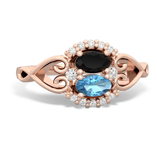 onyx-blue topaz antique keepsake ring