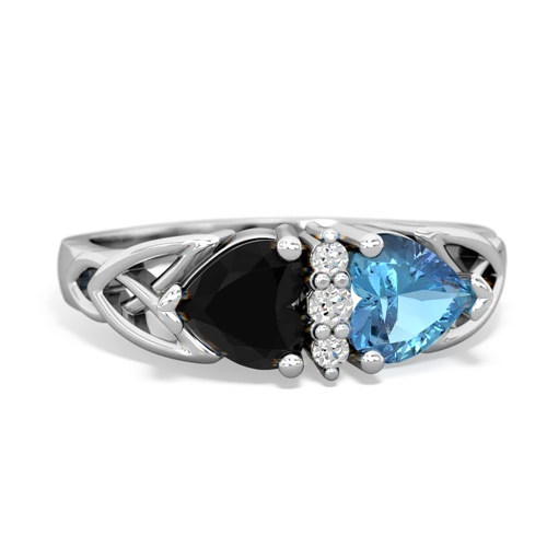 Black Onyx Genuine Black Onyx with Genuine Swiss Blue Topaz Celtic Trinity Knot ring Ring