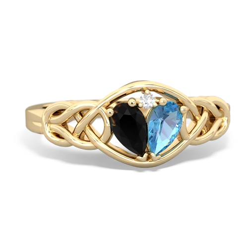 onyx-blue topaz celtic knot ring