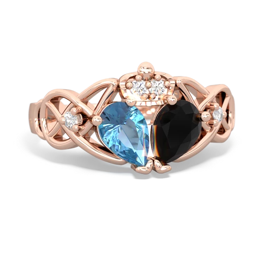 onyx-blue topaz claddagh ring