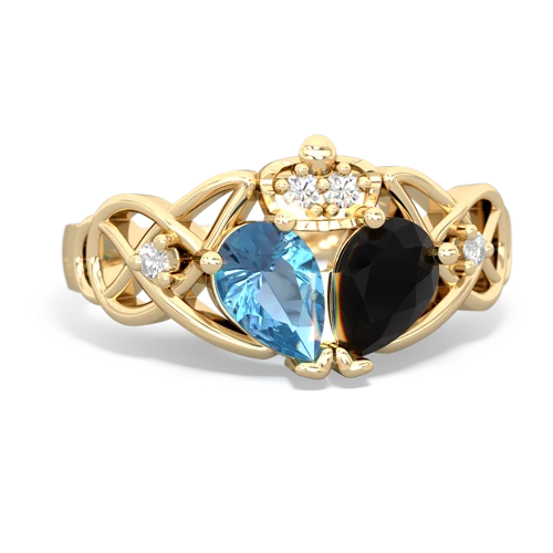 onyx-blue topaz claddagh ring