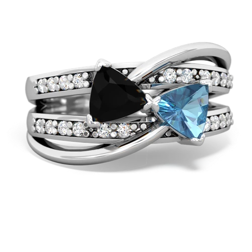 Black Onyx Genuine Black Onyx with Genuine Swiss Blue Topaz Bowtie ring Ring