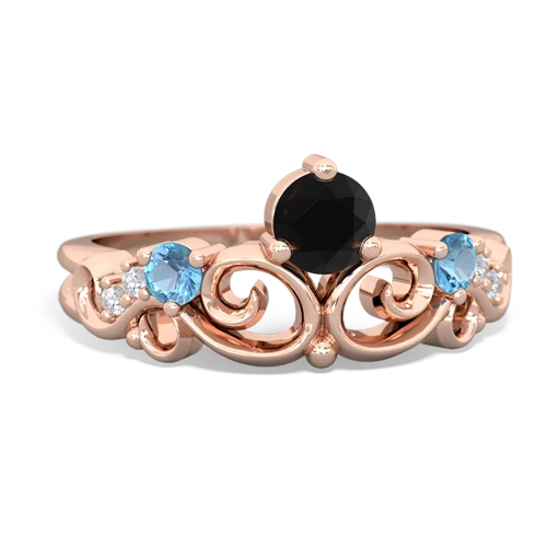 Black Onyx Genuine Black Onyx with Genuine Swiss Blue Topaz and Genuine Opal Crown Keepsake ring Ring