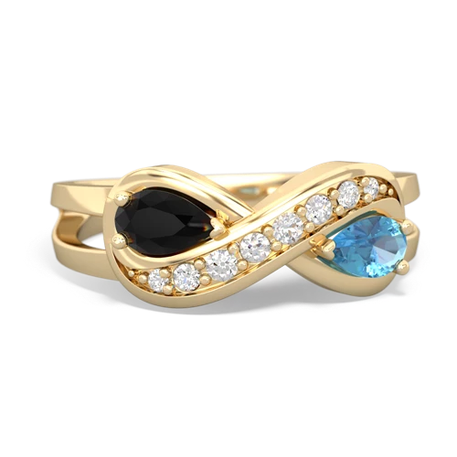 onyx-blue topaz diamond infinity ring