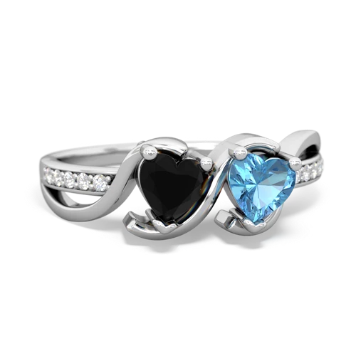 Black Onyx Genuine Black Onyx with Genuine Swiss Blue Topaz Side by Side ring Ring