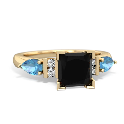 onyx-blue topaz engagement ring