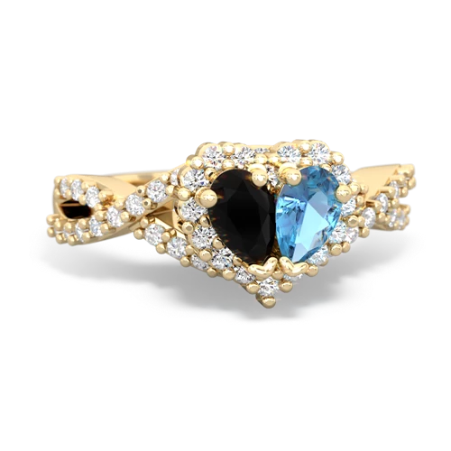 onyx-blue topaz engagement ring