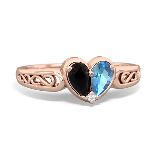 onyx-blue topaz filligree ring