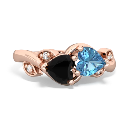onyx-blue topaz floral keepsake ring