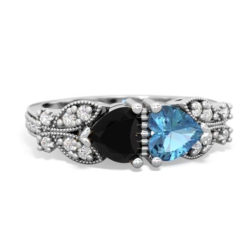 onyx-blue topaz keepsake butterfly ring