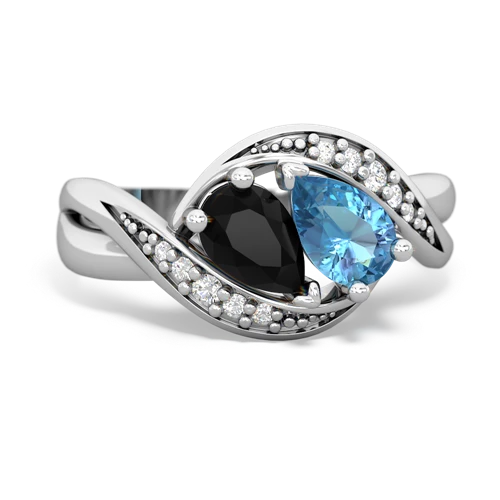 Black Onyx Genuine Black Onyx with Genuine Swiss Blue Topaz Summer Winds ring Ring