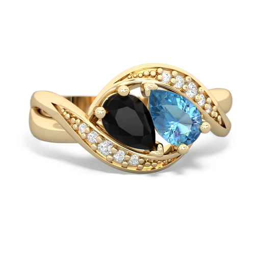 onyx-blue topaz keepsake curls ring