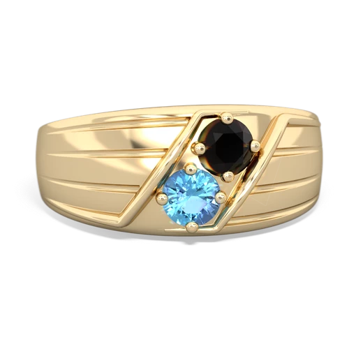 onyx-blue topaz mens ring