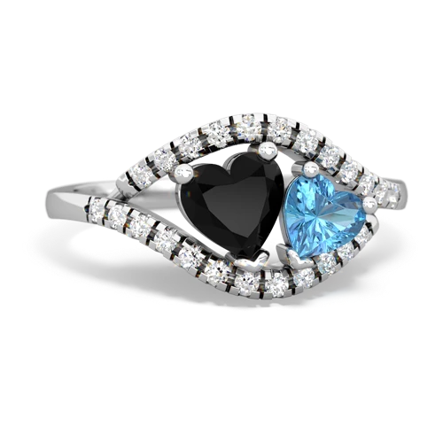 Black Onyx Genuine Black Onyx with Genuine Swiss Blue Topaz Mother and Child ring Ring