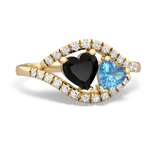 onyx-blue topaz mother child ring