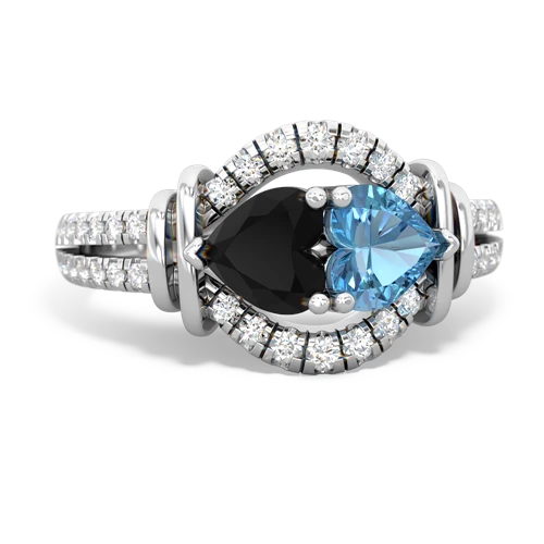 onyx-blue topaz pave keepsake ring