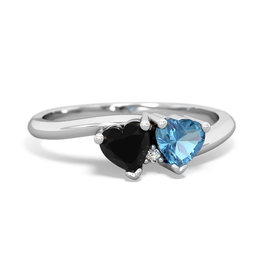 Black Onyx Genuine Black Onyx with Genuine Swiss Blue Topaz Sweetheart's Promise ring Ring