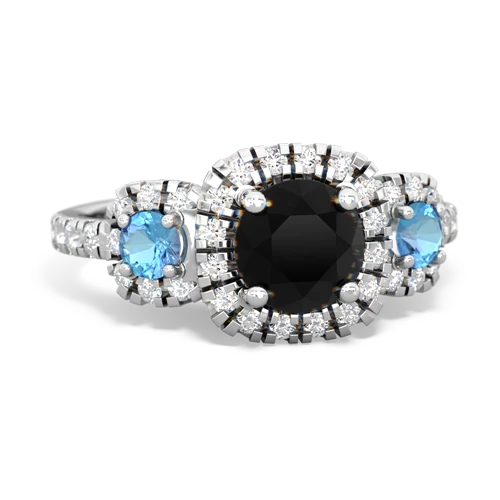 onyx-blue topaz three stone regal ring