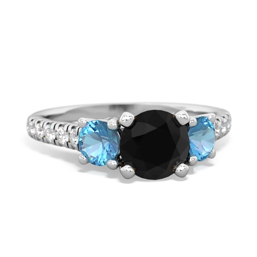 Black Onyx Genuine Black Onyx with Genuine Swiss Blue Topaz and  Pave Trellis ring Ring
