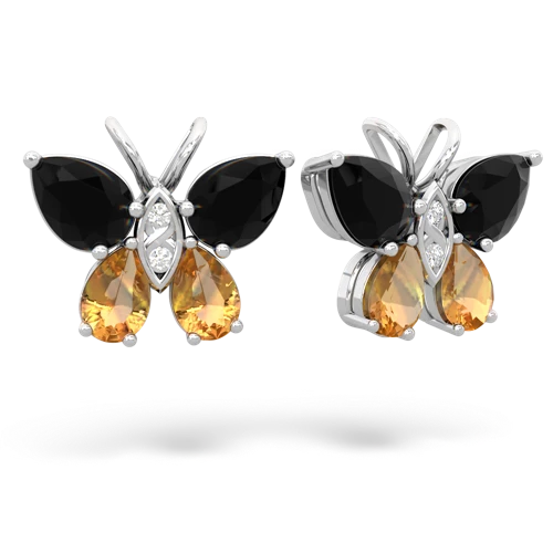 onyx-citrine butterfly earrings