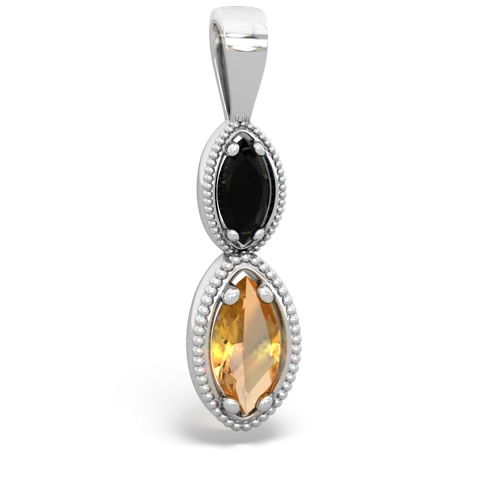 onyx-citrine antique milgrain pendant